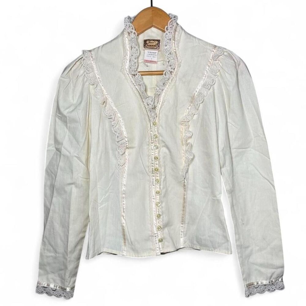 Vtg Gunne Sax Victorian Style Blouse Boho Fairy Cottage Lace Preppy Layers S